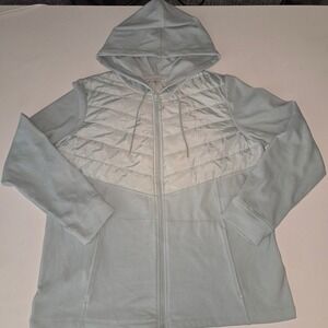 Sport Savvy Womens Mixed Media Quilted Full Zip Hoodie Mint Green Size Small